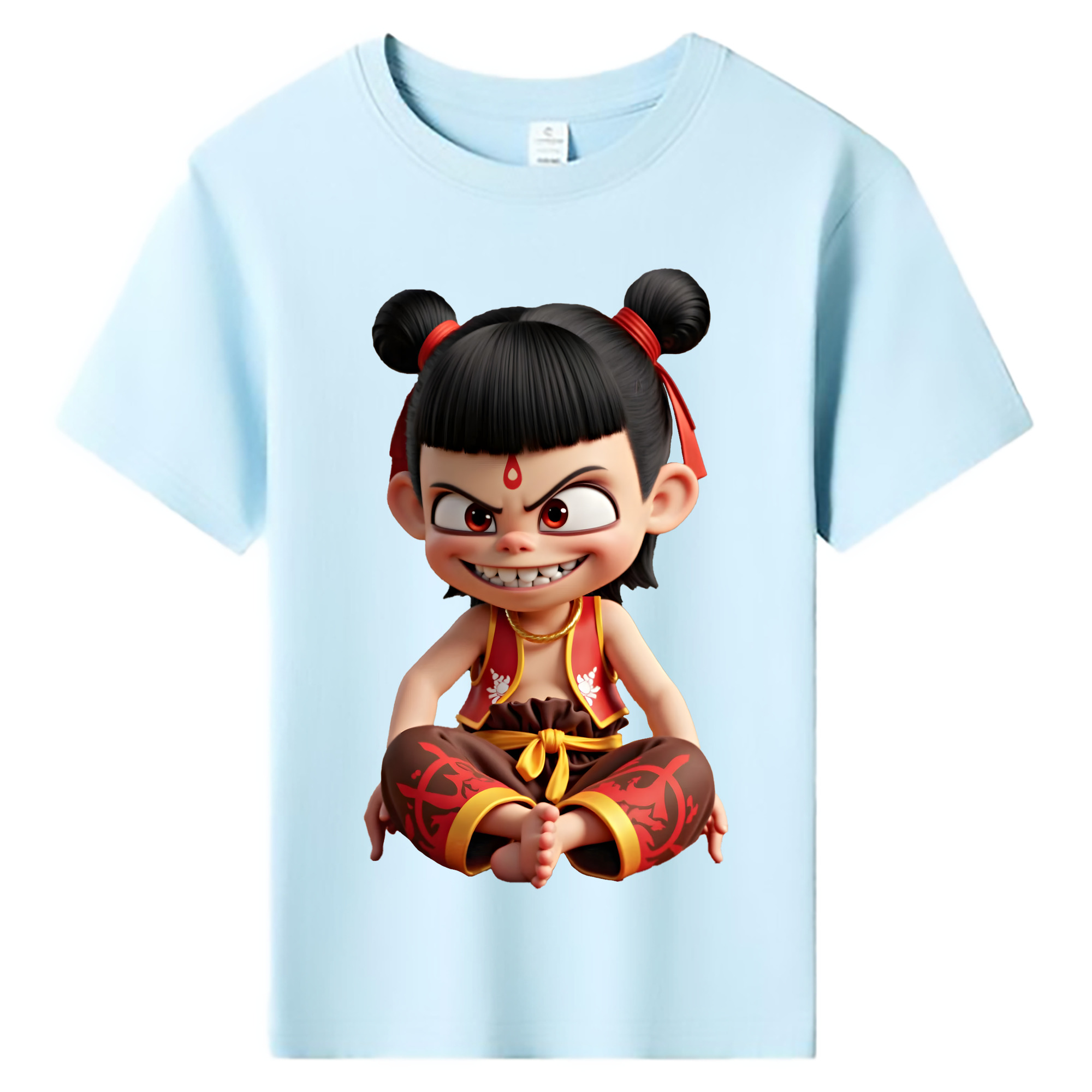 （画像用） Ne Zha 2 ナタ 魔童の大暴れ 綿100％キッズTシャツ（フロントプリント）